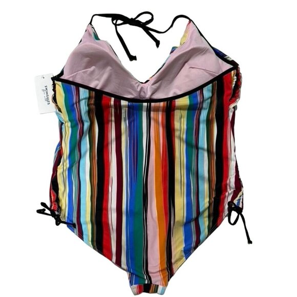 SWIMSUITS FOR ALL Women's Swimsuit Nylon Striped Multicolor Tie Closure Size 24 - Picture 5 of 11